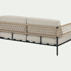 Canapé de jardin en acier et corde - beige (2 places)