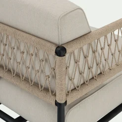 Canapé de jardin en acier et corde - beige (2 places)