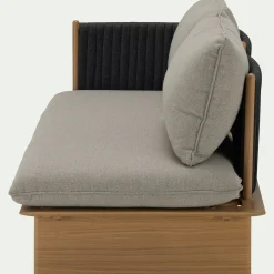 Canapé de jardin en aluminium effet teck et corde - gris (2 places)