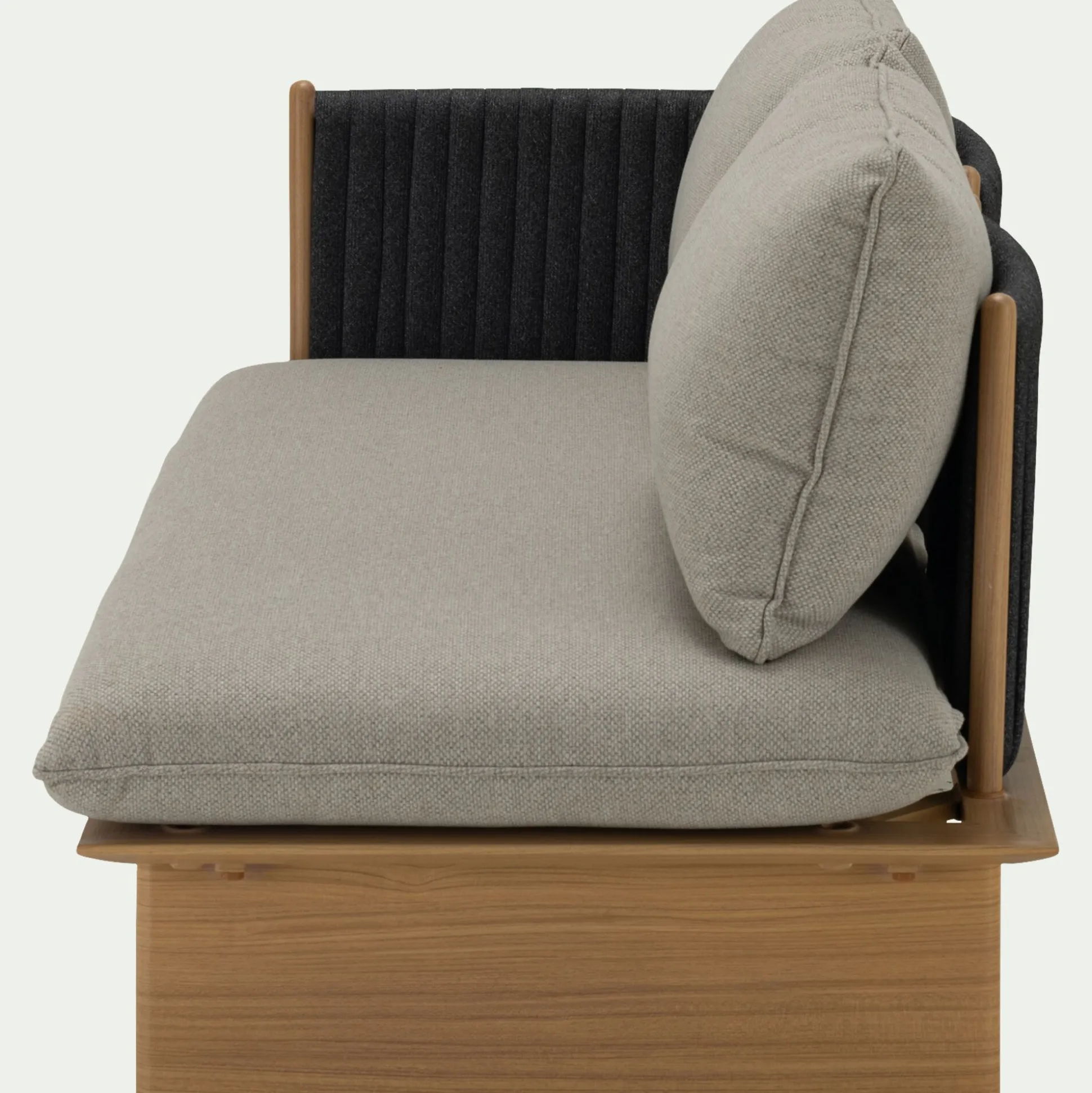 Canapé de jardin en aluminium effet teck et corde - gris (2 places)