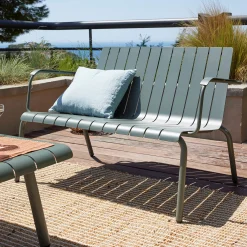 Canapé de jardin en aluminium - vert cèdre (2 places)