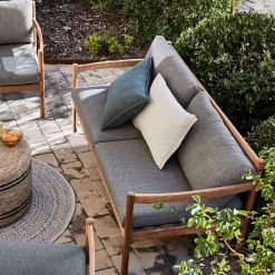 Canapé de jardin en teck recyclé - gris (2 places)