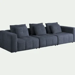 Canapé droit modulable en tissu Benjo - bleu marine