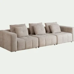 Canapé droit modulable en tissu Benjo - beige roucas
