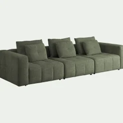Canapé droit modulable en tissu Benjo - vert cèdre