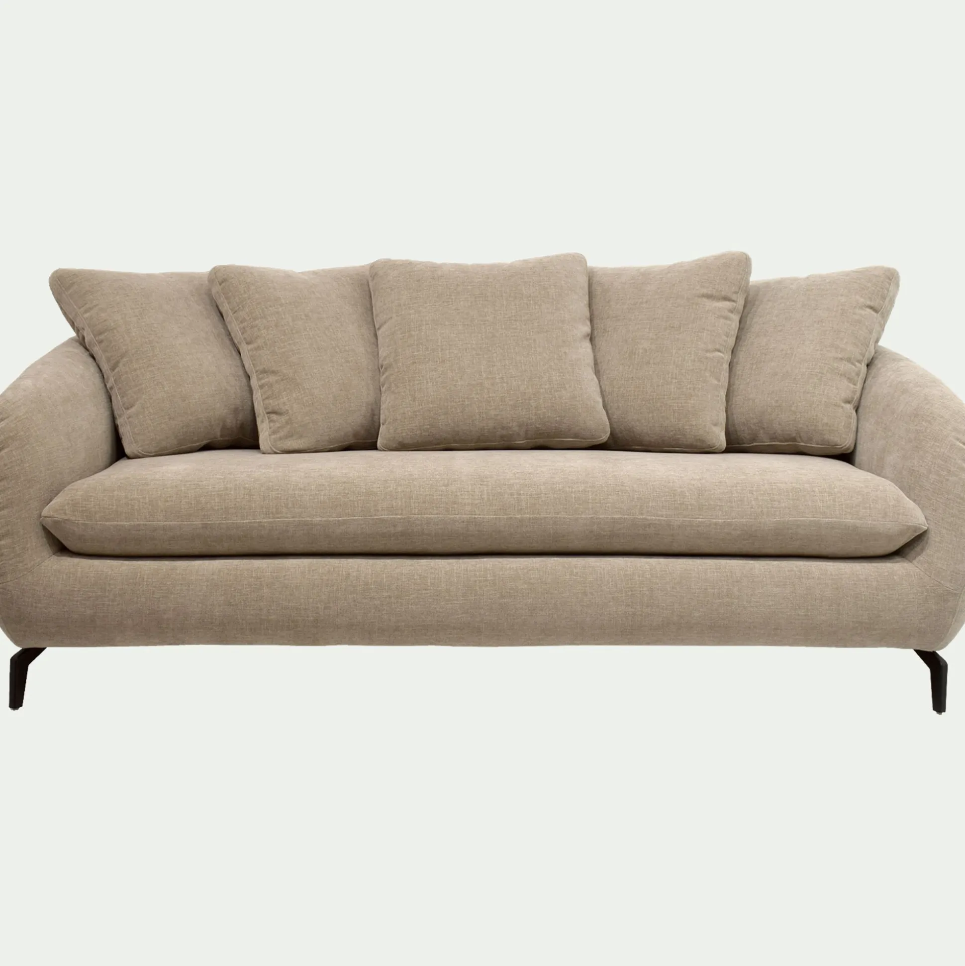 Canapé fixe 3 places en tissu doux tramé - beige