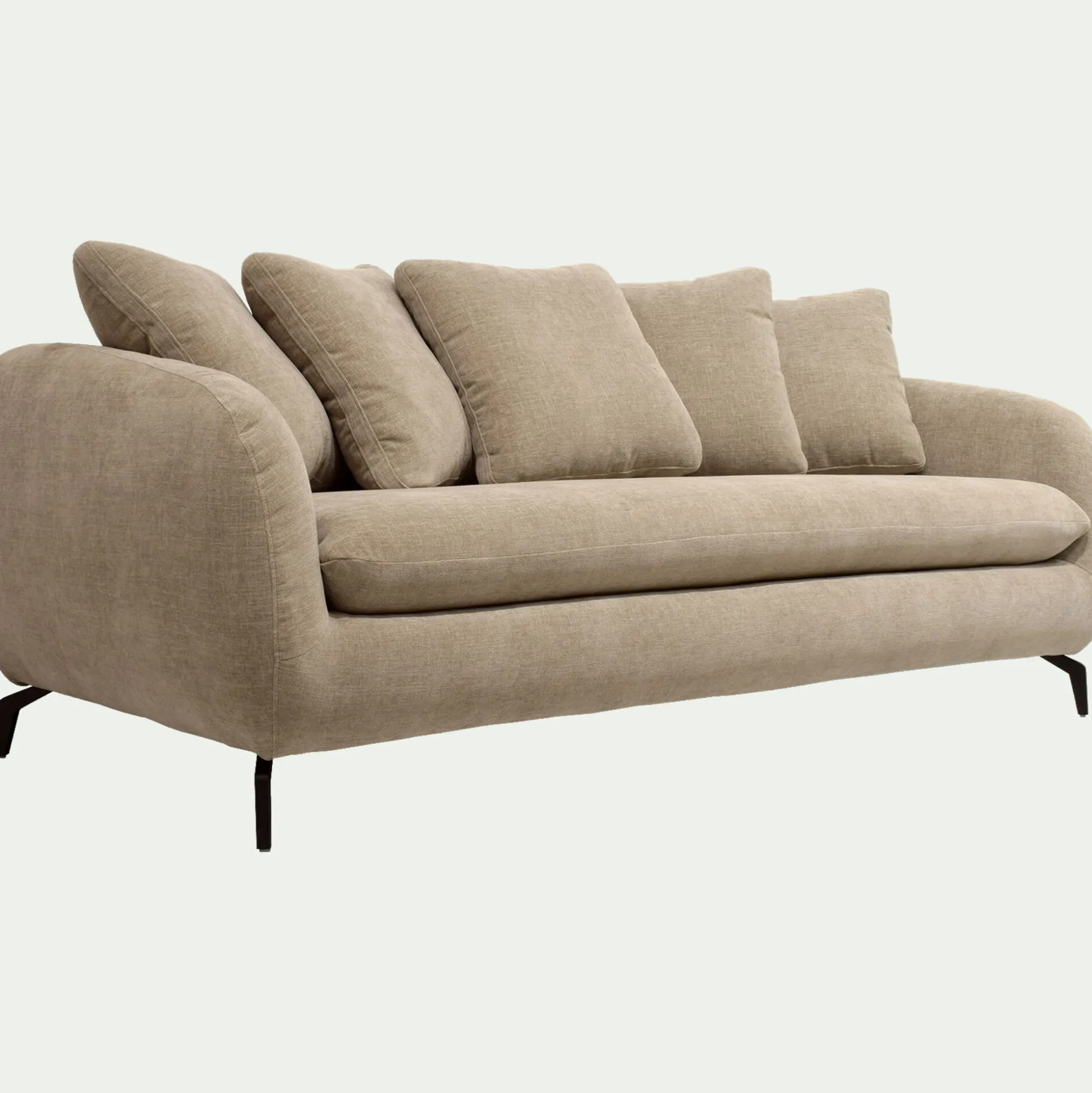 Canapé fixe 3 places en tissu doux tramé - beige