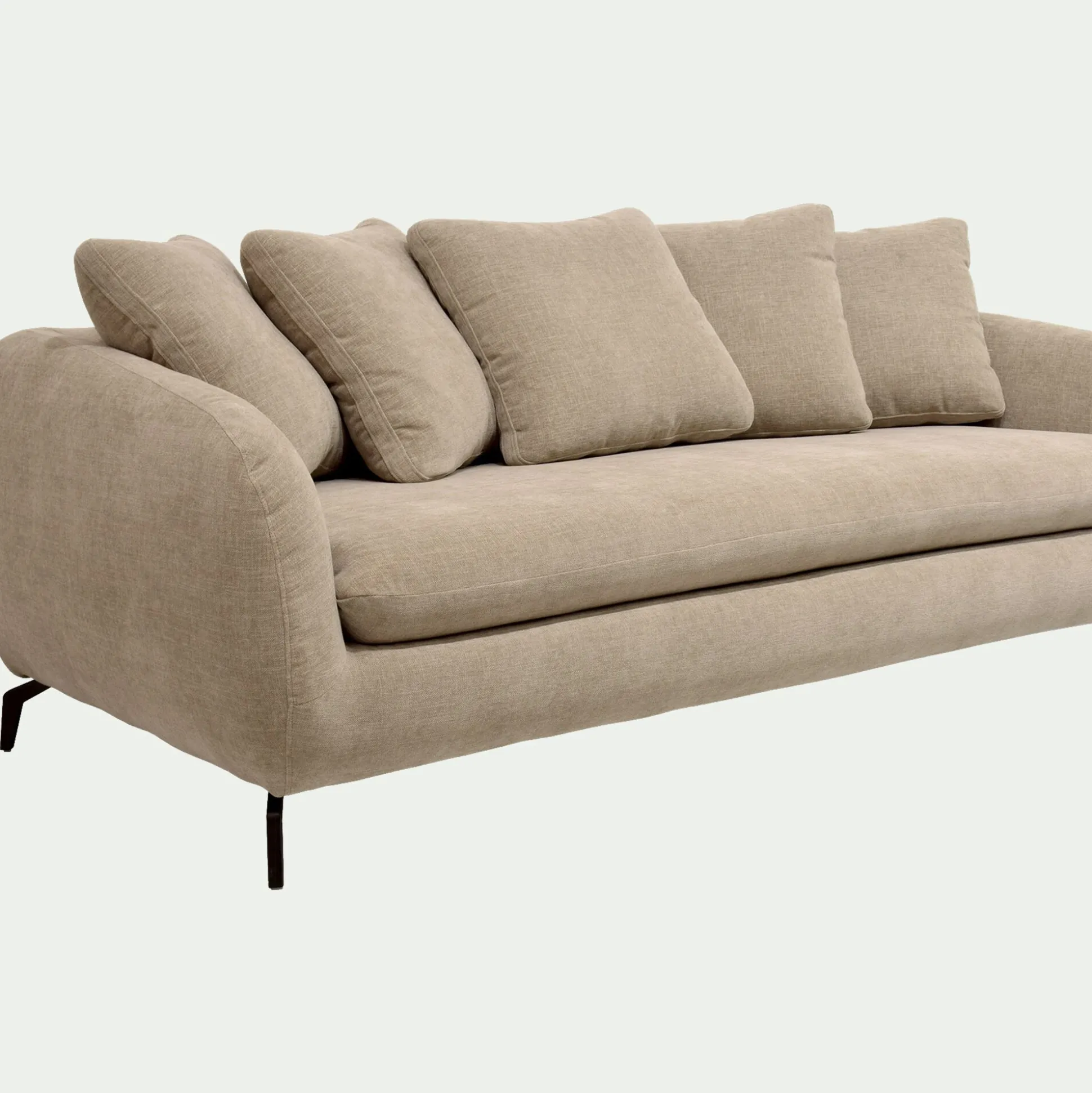 Canapé fixe 3 places en tissu doux tramé - beige