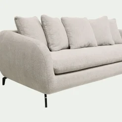 Canapé fixe 4 places en tissu tramé piétement noir - beige roucas