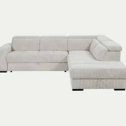 Canapé grand angle droit convertible en tissu castello - beige roucas