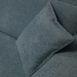 Canapé grand angle gauche fixe en tissu tramé - bleu