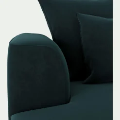 Canapé grand angle gauche fixe en tissu velours - bleu foncé
