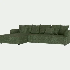 Canapé grand angle gauche fixe en tissu Genesis - vert cèdre