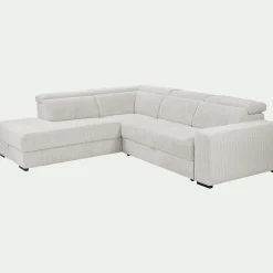 Canapé grand angle gauche convertible en tissu Castello - beige roucas