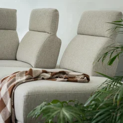 Canapé grand d'angle droit en tissu avec fonction avance-recul - beige roucas