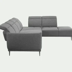 Canapé grand d'angle droit en tissu avec fonction avance-recul - gris restanque
