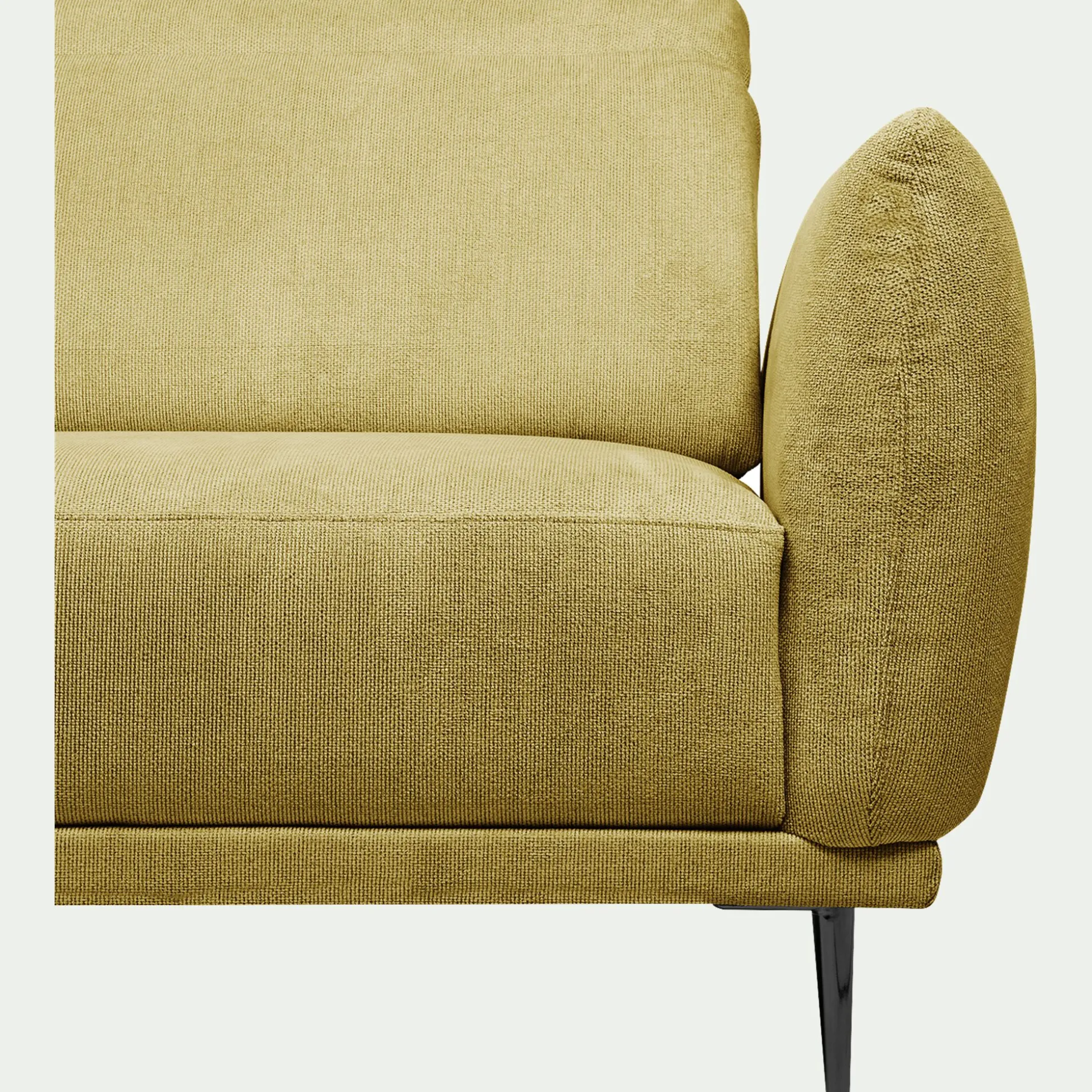 Canapé grand d'angle gauche en tissu memphis avec fonction avance-recul - jaune argan