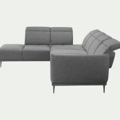 Canapé grand d'angle gauche en tissu avec fonction avance-recul - gris restanque