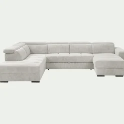 Canapé panoramique convertible avec méridienne gauche en tissu castello - beige roucas