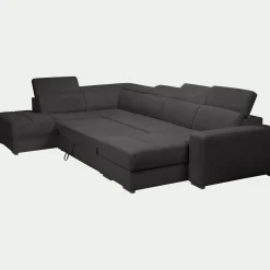 Canapé panoramique convertible avec méridienne droite en tissu doux - gris ardoise
