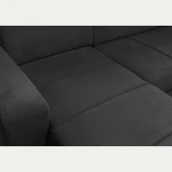 Canapé panoramique convertible avec méridienne gauche en tissu doux - gris ardoise