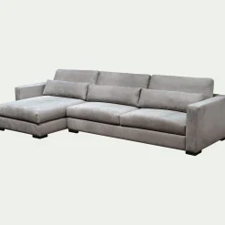 Canapé petit angle chaise longue gauche fixe en tissu Bloq - gris