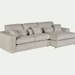 Canapé petit angle droit fixe en velours côtelé sastel - beige roucas