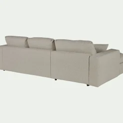 Canapé petit angle droit fixe en tissu bouclette - blanc écru