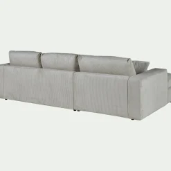 Canapé petit angle droit fixe en velours côtelé - gris borie