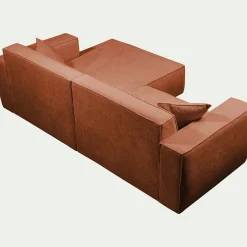 Canapé petit angle droit fixe en tissu genesis - brun rustrel