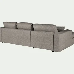 Canapé petit angle droit fixe en tissu bouclette - gris clair