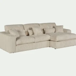 Canapé petit angle droit fixe en tissu côtelé bita - blanc ventoux