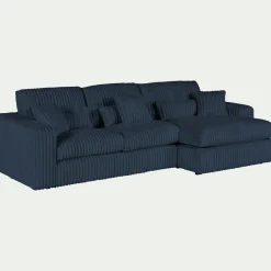 Canapé petit angle droit fixe en tissu côtelé bita - bleu calabrun