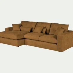 Canapé petit angle gauche fixe en tissu chenille benjo - jaune argan