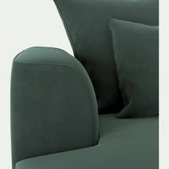 Canapé petit angle gauche fixe en tissu velours - vert sauge