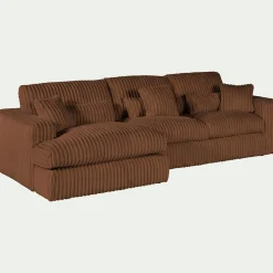 Canapé petit angle gauche fixe en tissu côtelé bita - brun rustrel
