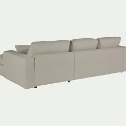 Canapé petit angle gauche fixe en tissu bouclette - blanc écru