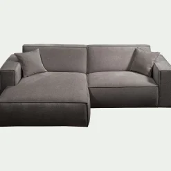Canapé petit angle gauche fixe en tissu genesis - gris
