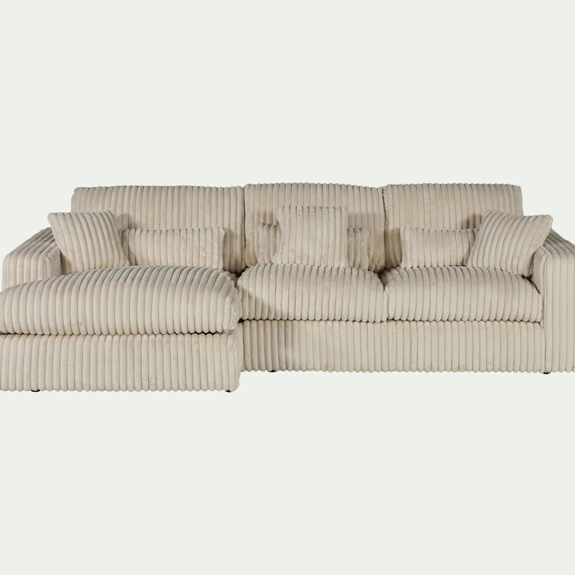 Canapé petit angle gauche fixe en tissu côtelé bita - blanc ventoux