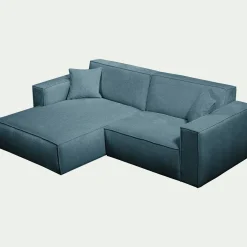 Canapé petit angle gauche fixe en tissu genesis - bleu