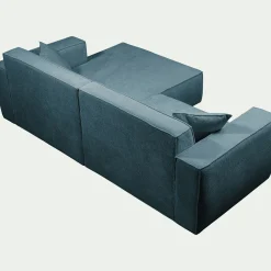 Canapé petit angle gauche fixe en tissu genesis - bleu