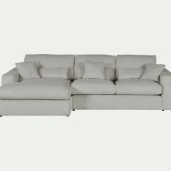 Canapé petit angle gauche fixe en velours côtelé sastel - gris borie