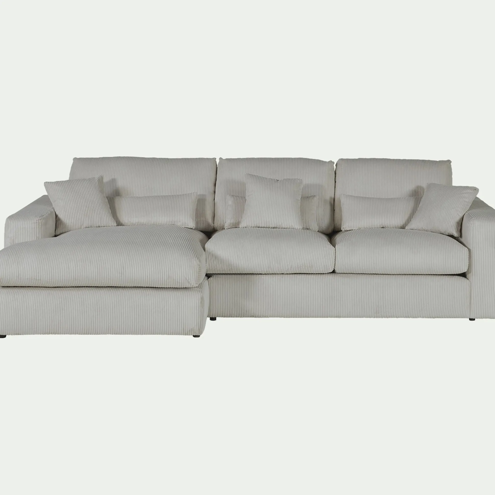 Canapé petit angle gauche fixe en velours côtelé sastel - gris borie