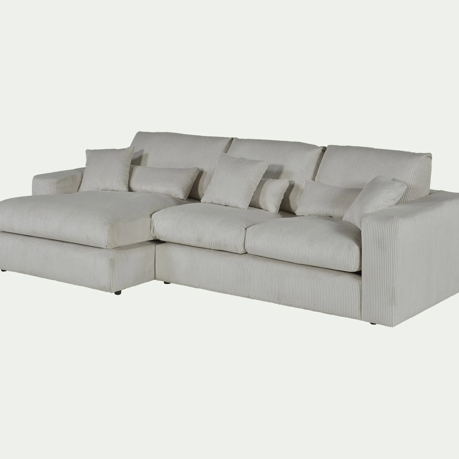 Canapé petit angle gauche fixe en velours côtelé sastel - gris borie