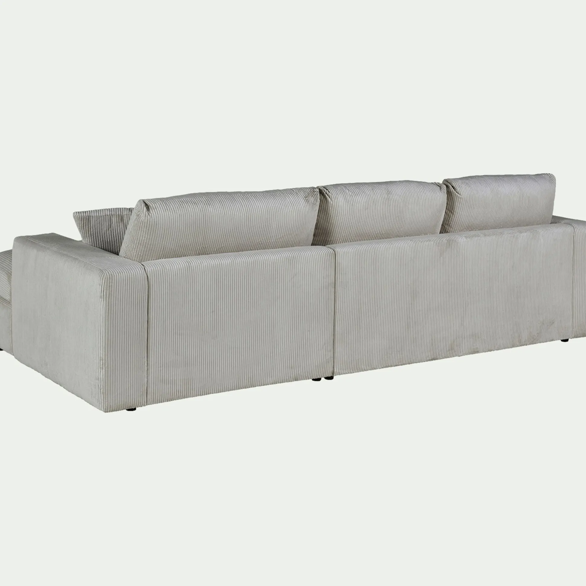 Canapé petit angle gauche fixe en velours côtelé sastel - gris borie