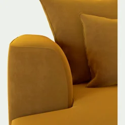 Canapé petit angle gauche fixe en tissu velours - jaune argan
