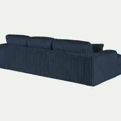 Canapé petit angle gauche fixe en tissu côtelé bita - bleu calabrun