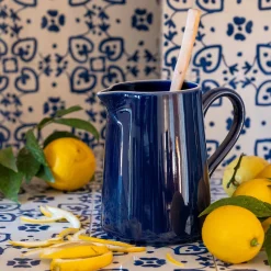 Carafe avec anse en grès 1,7L - bleu