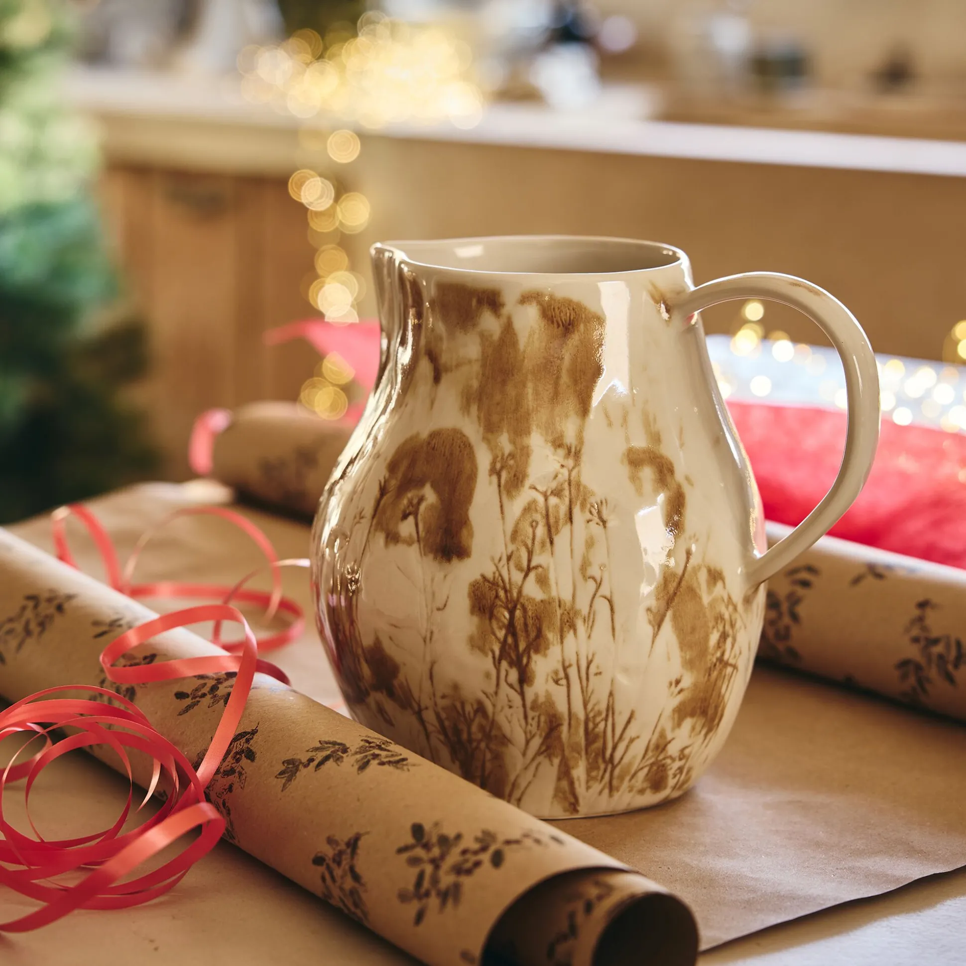 Carafe avec anse en grès 1L - jaune argan