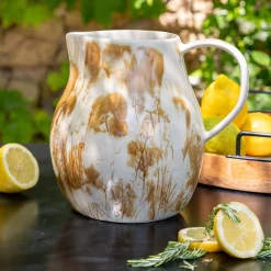 Carafe avec anse en grès 1L - jaune argan